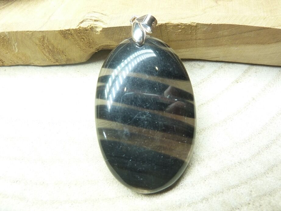 Pendentif larme d'apache obsidienne argent 925 ref 3319