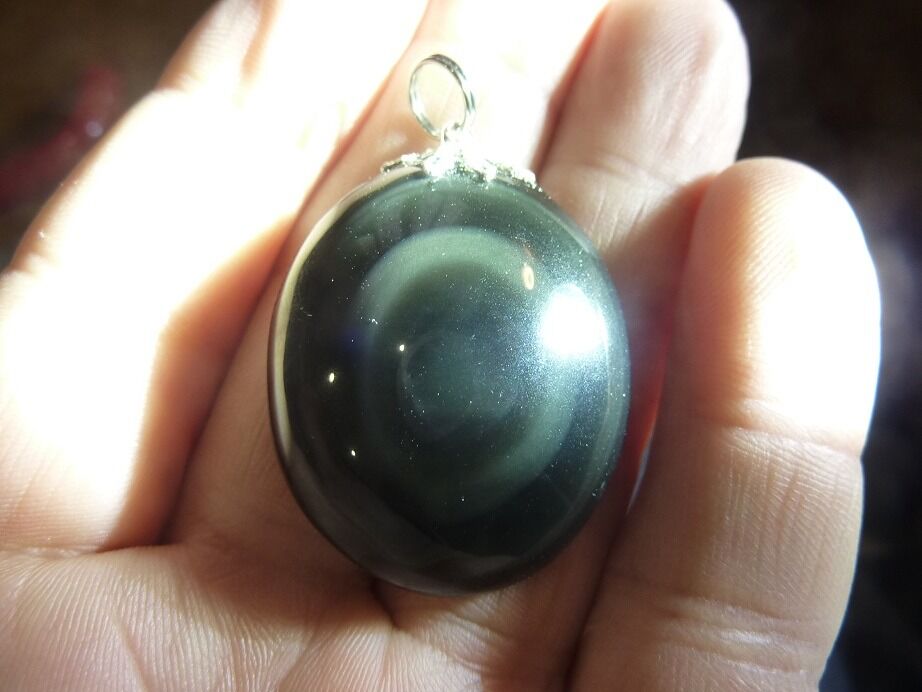 Pendentif Obsidienne oeil céleste ref 1108