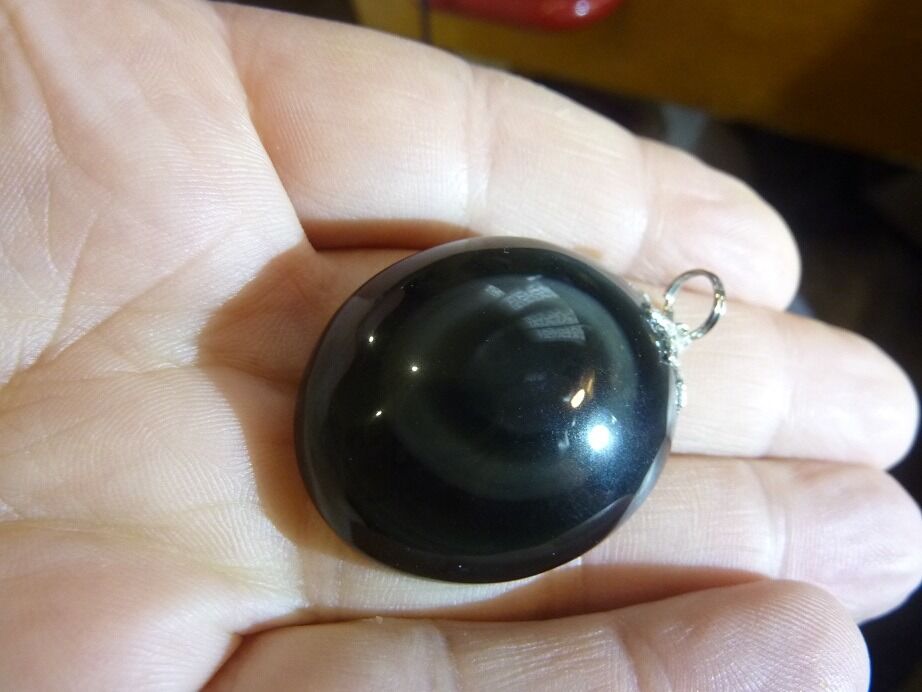 Pendentif Obsidienne oeil céleste ref 1108