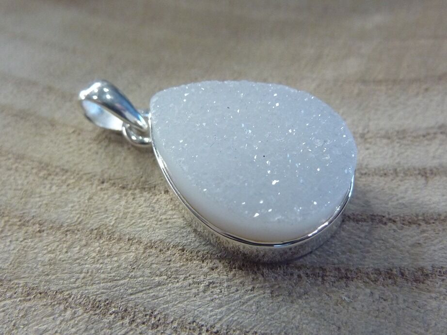 Pendentif quartz cristal de roche druse argent 925 ref 1612