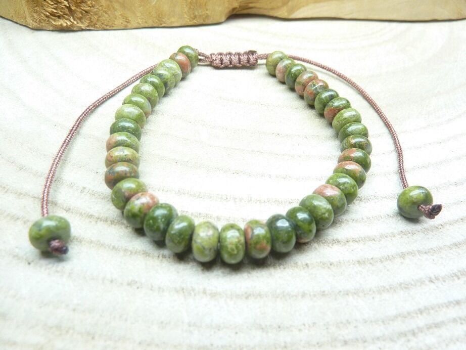 Bracelet Unakite épidote réglable