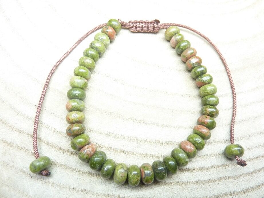 Bracelet Unakite épidote réglable