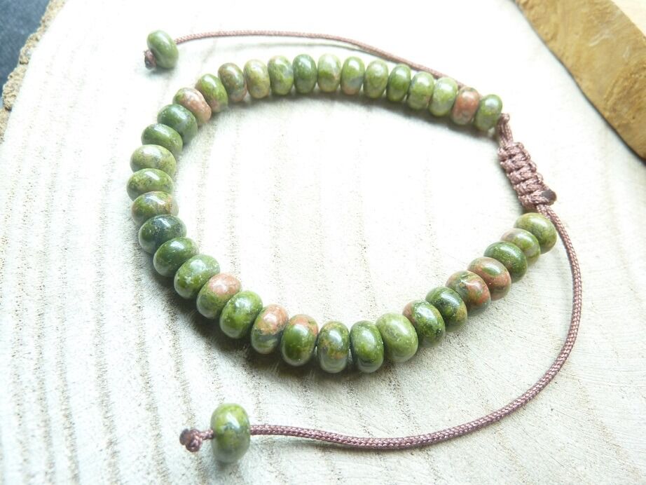 Bracelet Unakite épidote réglable