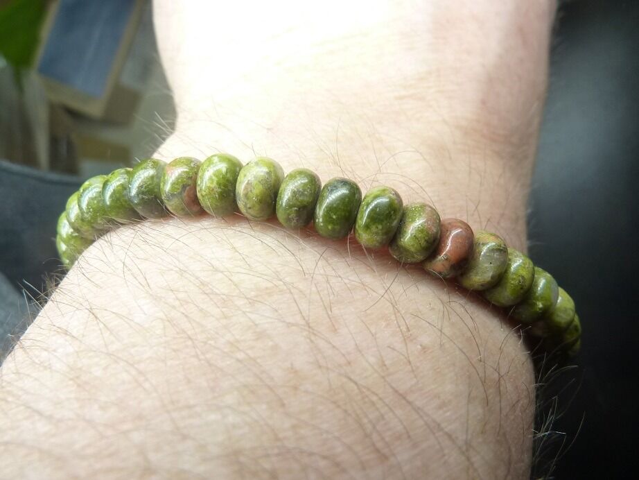 Bracelet Unakite épidote réglable