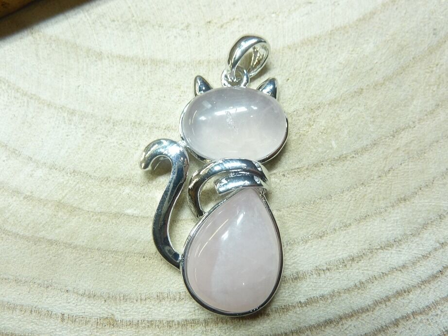 Pendentif Quartz rose chat