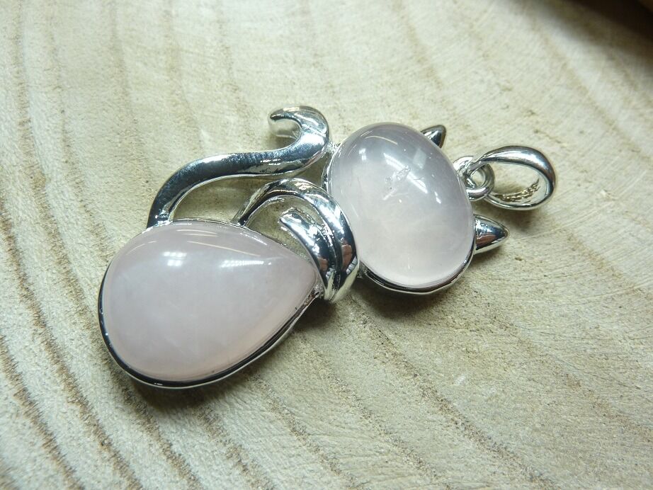 Pendentif Quartz rose chat