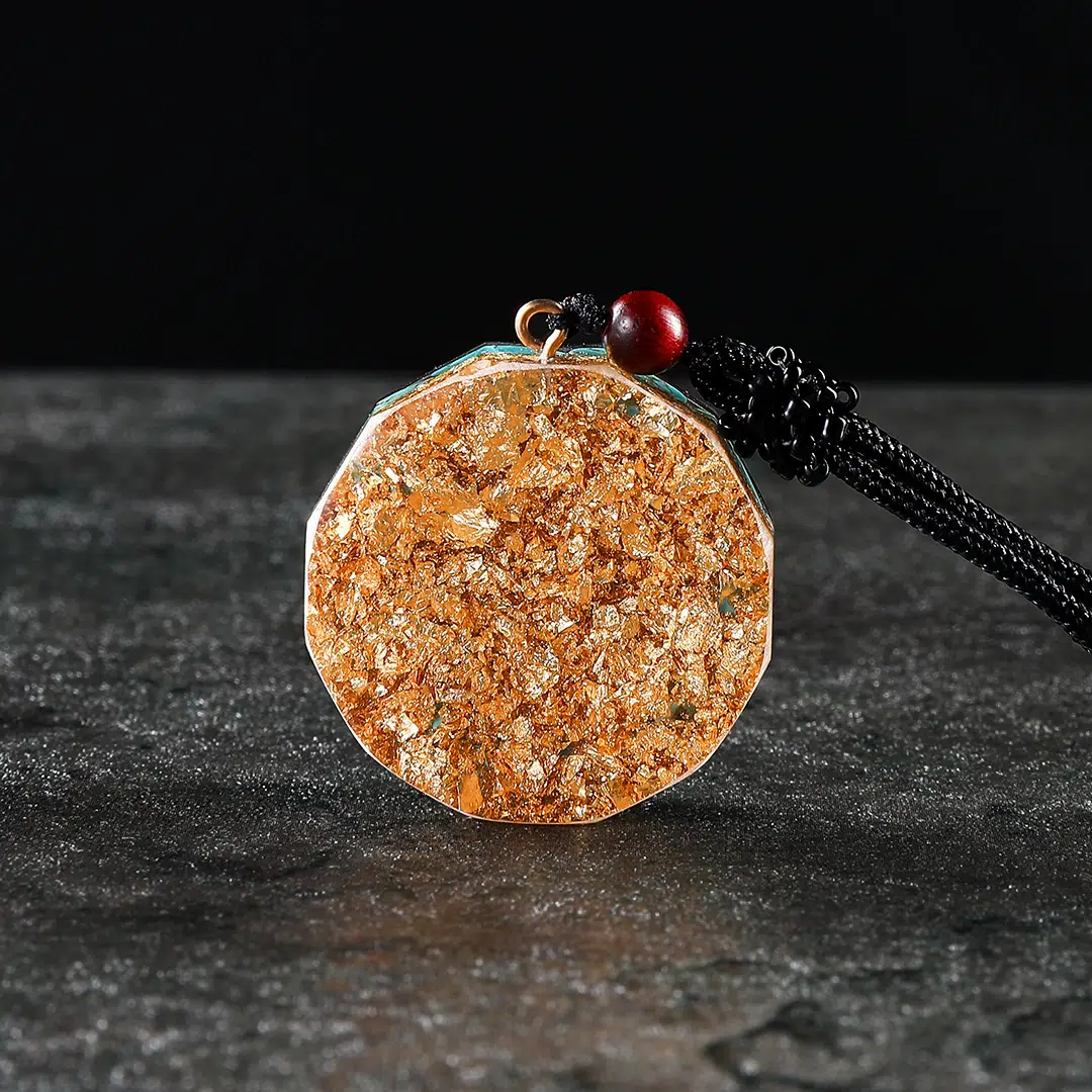 Pendentif orgonite cube Métatron - Obsidienne - grenat
