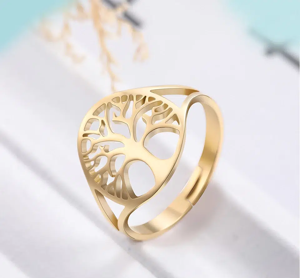 Bague arbre de vie réglable Or