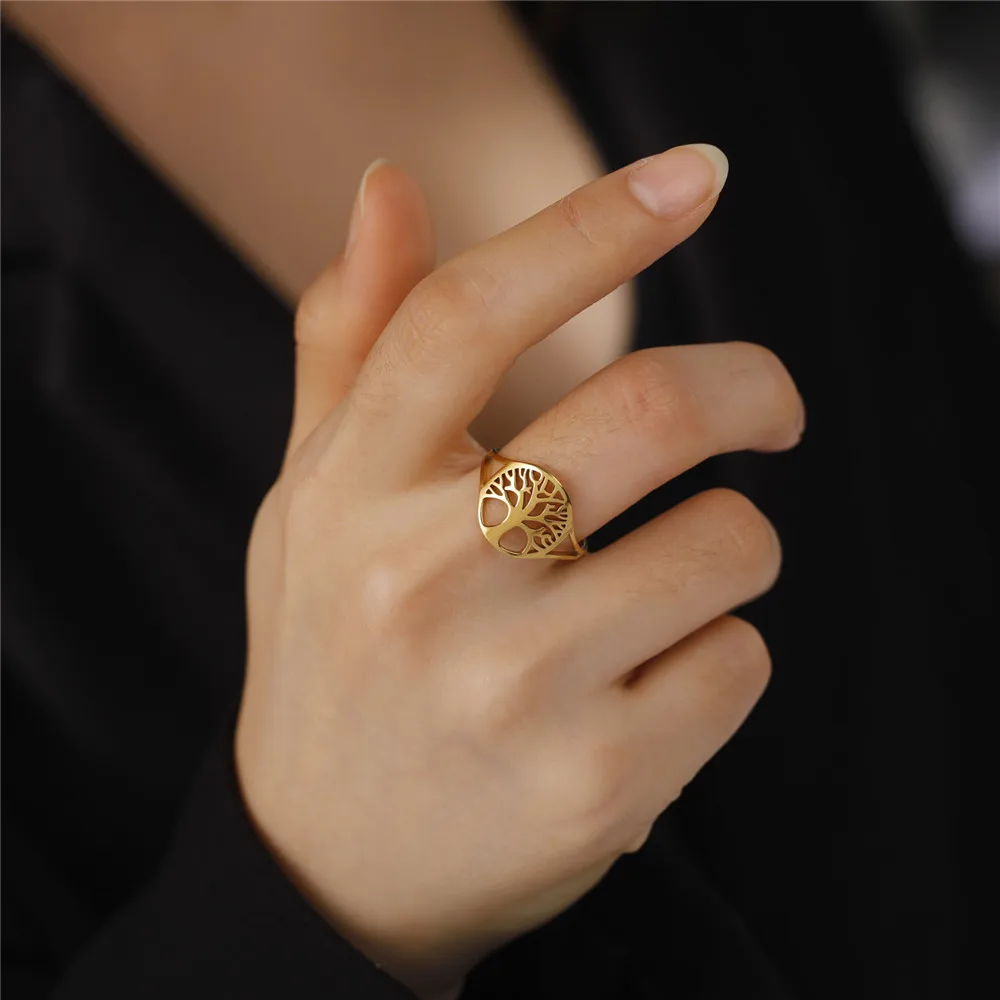 Bague arbre de vie réglable Or