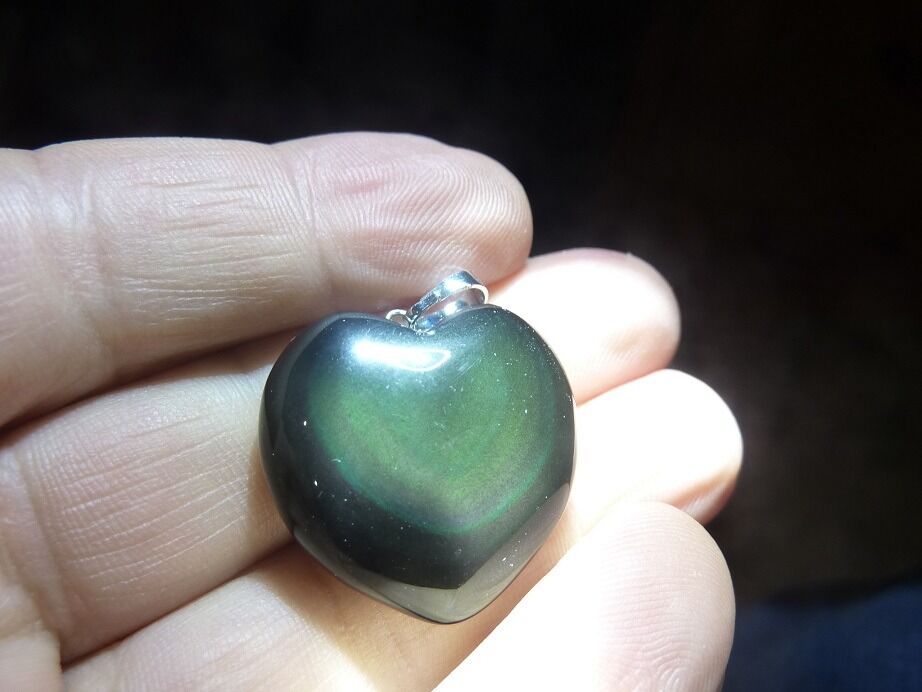 Pendentif coeur Obsidienne oeil céleste ref 3304