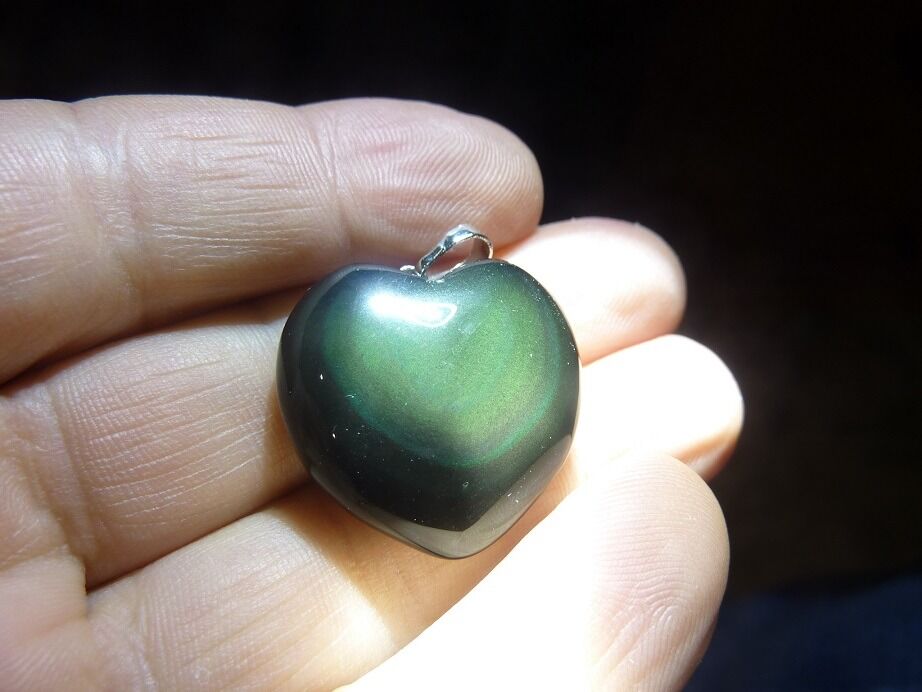 Pendentif coeur Obsidienne oeil céleste ref 3304