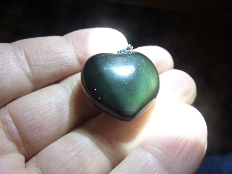 Pendentif coeur Obsidienne oeil céleste ref 3304