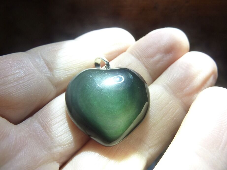Pendentif coeur Obsidienne oeil céleste ref 2902