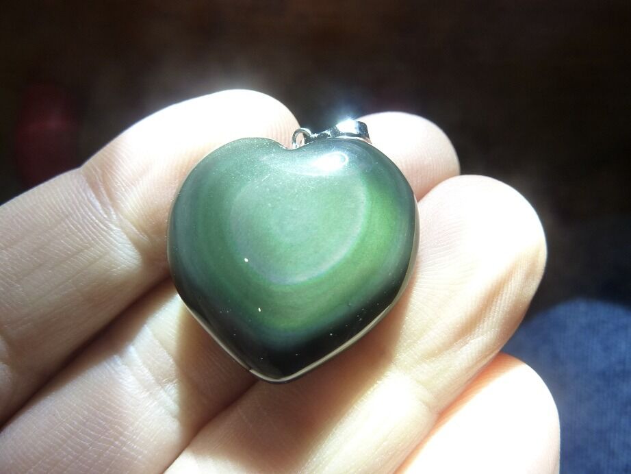 Pendentif coeur Obsidienne oeil céleste ref 2902