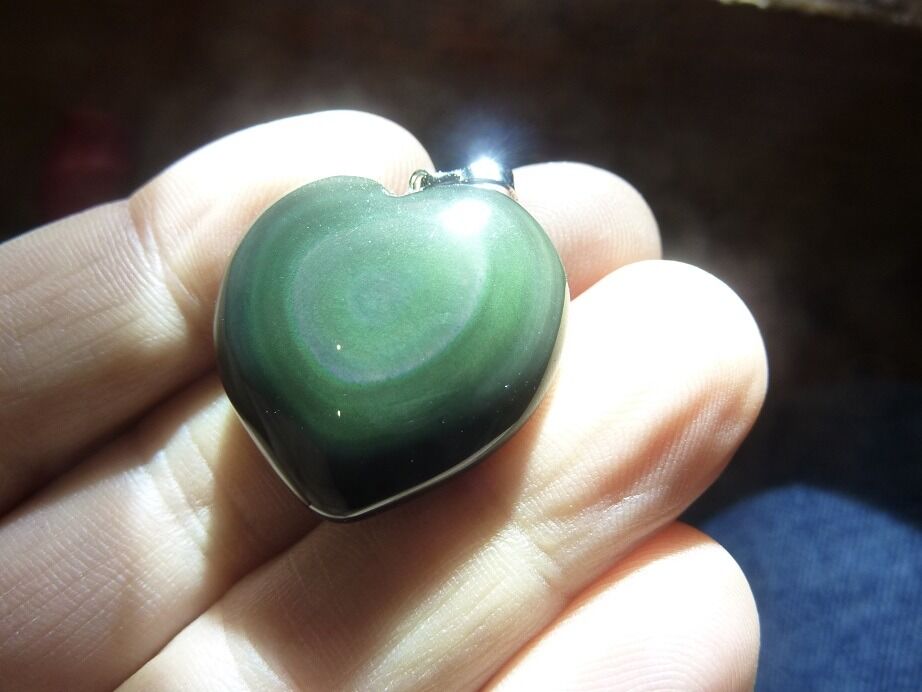 Pendentif coeur Obsidienne oeil céleste ref 2902