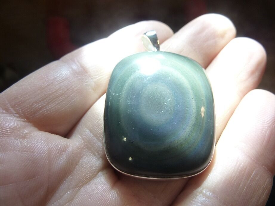 Pendentif Obsidienne oeil céleste monture argent 925 ref 3399