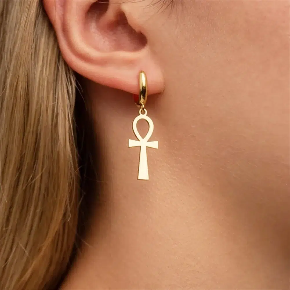 Boucles d'oreilles Croix de Ankh réglable ref Or