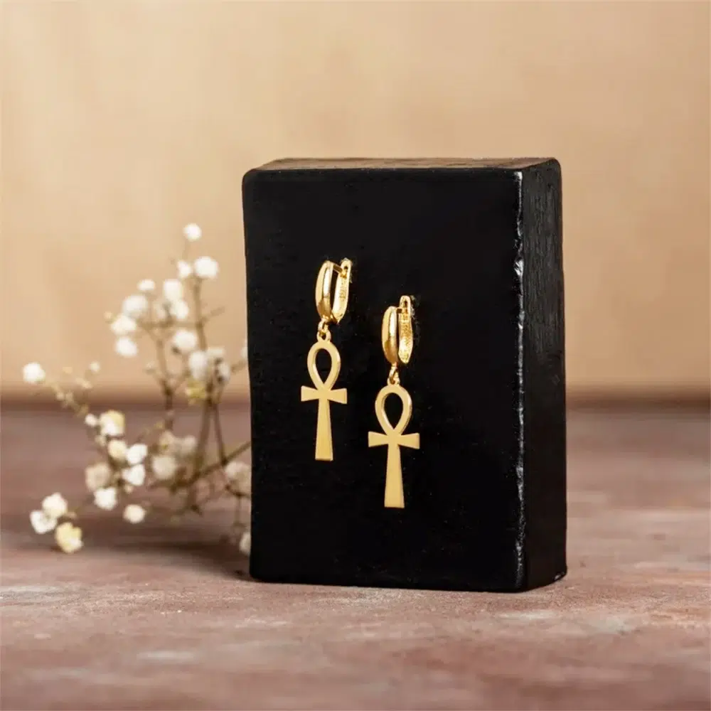 Boucles d'oreilles Croix de Ankh réglable ref Or