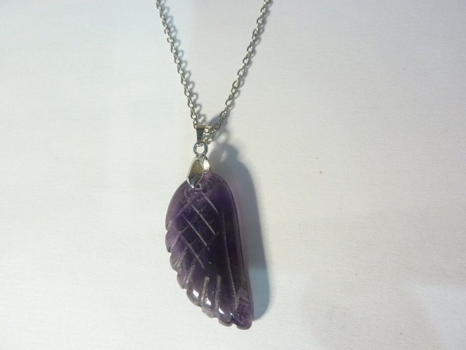 Pendentif améthyste aile d'ange Argent 925 paix de l'esprit