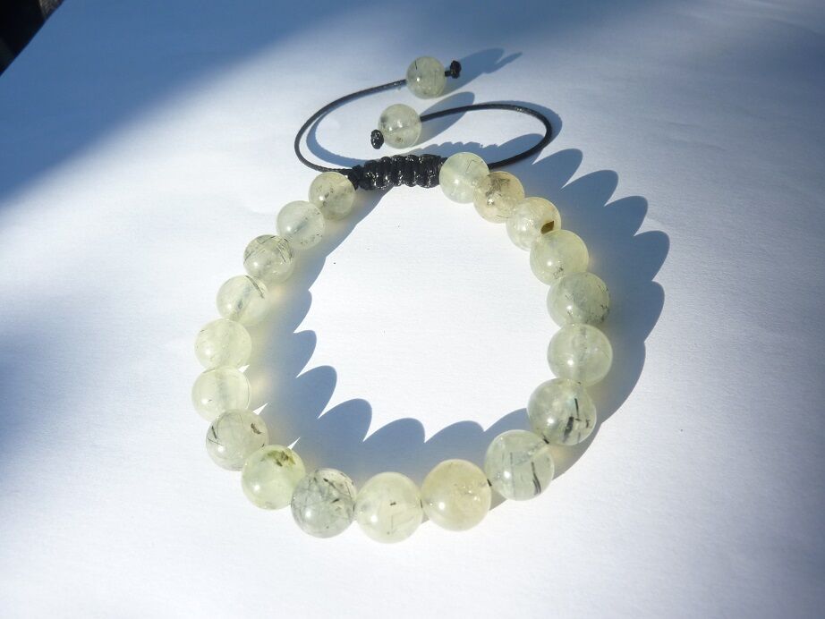 Bracelet réglable Préhnite - perles 8 mm