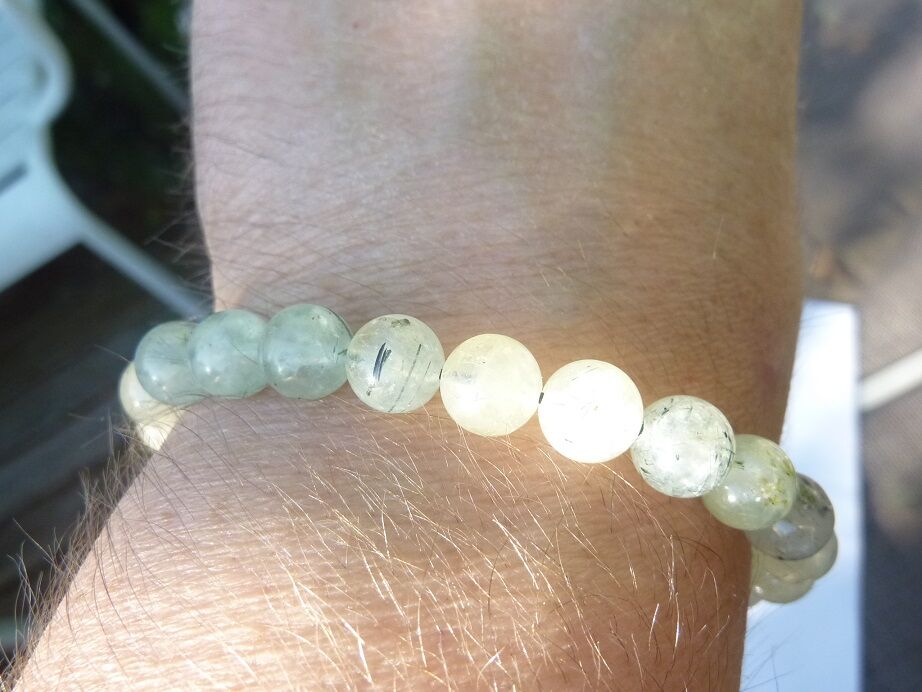 Bracelet réglable Préhnite - perles 8 mm