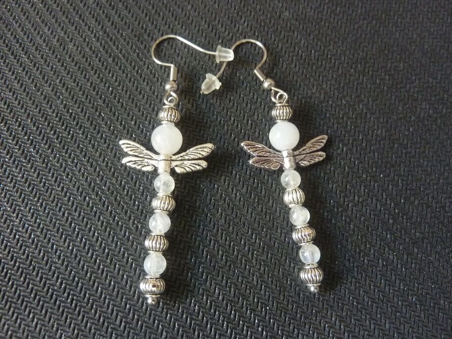 Boucles d'oreilles Libellule-pierre de lune