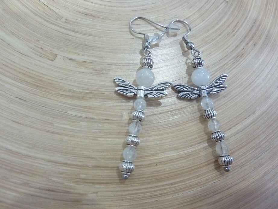 Boucles d'oreilles Libellule-pierre de lune
