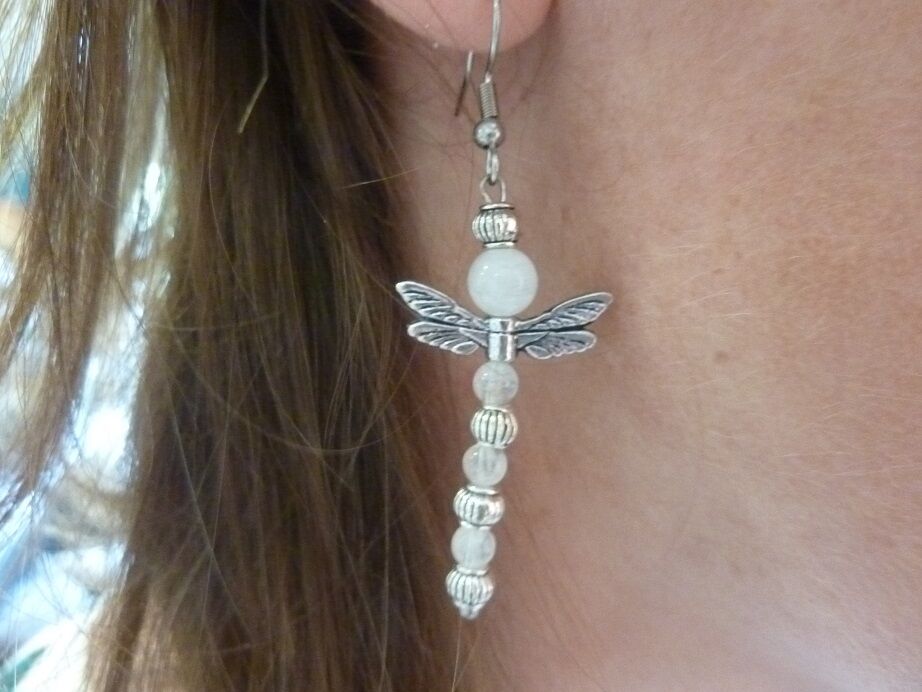 Boucles d'oreilles Libellule-pierre de lune