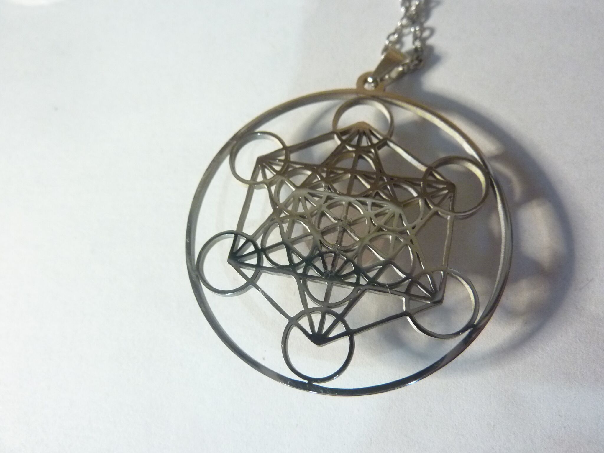 Pendentif cube de Métatron-Quartz rose ref argent