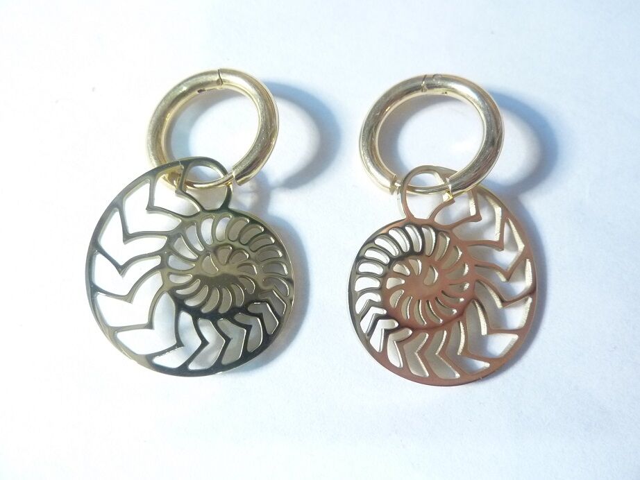Boucles d'oreilles Ammonite acier inoxydable ref dorée