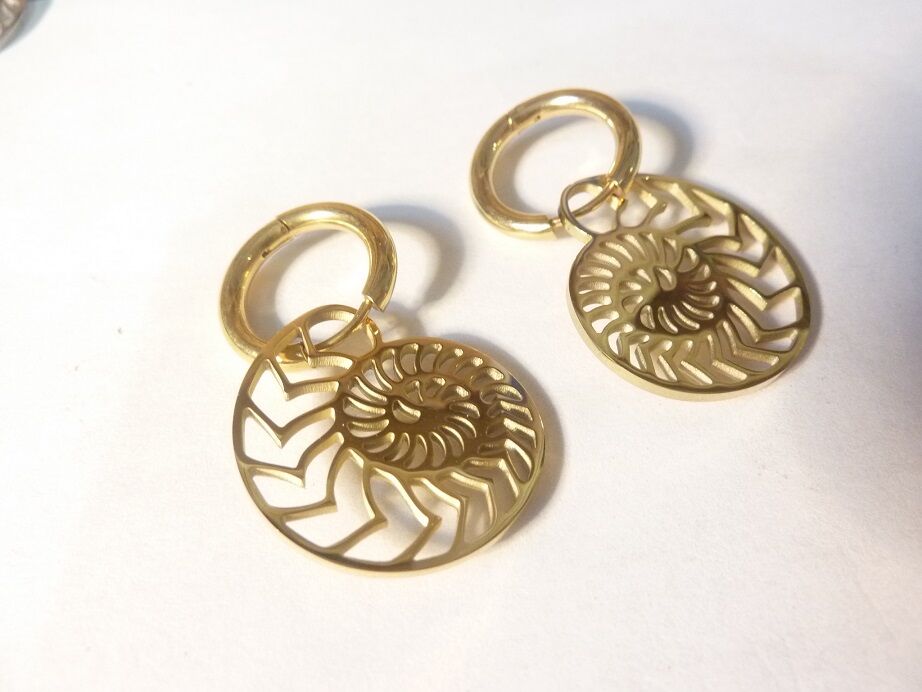 Boucles d'oreilles Ammonite acier inoxydable ref dorée