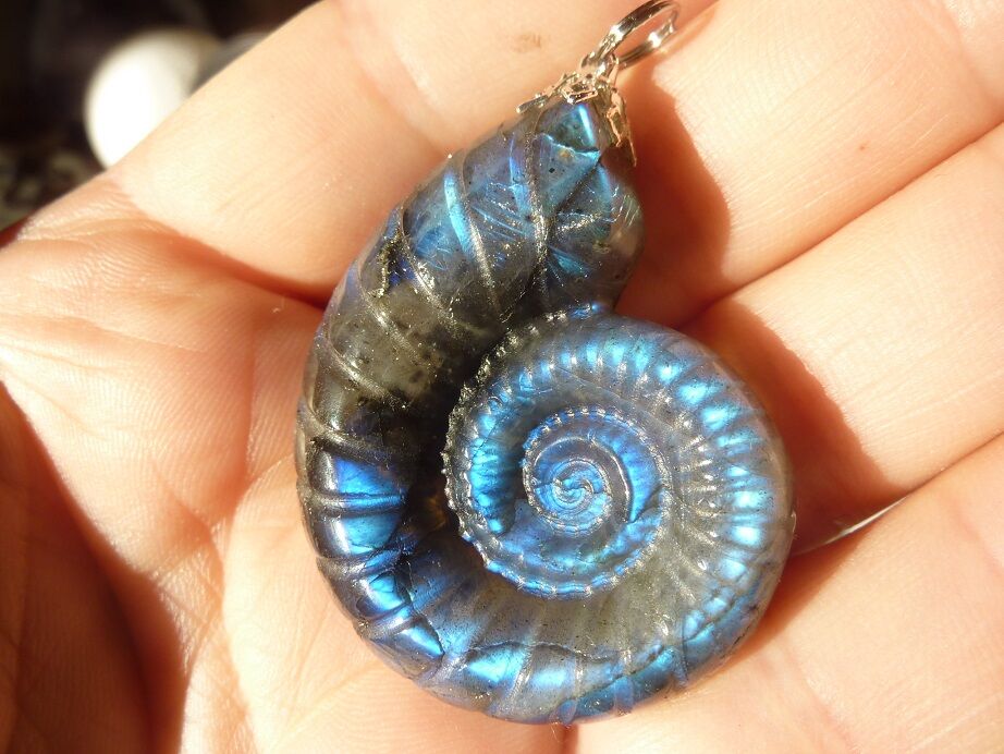 Pendentif amonite Labradorite spécial pour thérapeute 22 gr GG 4710