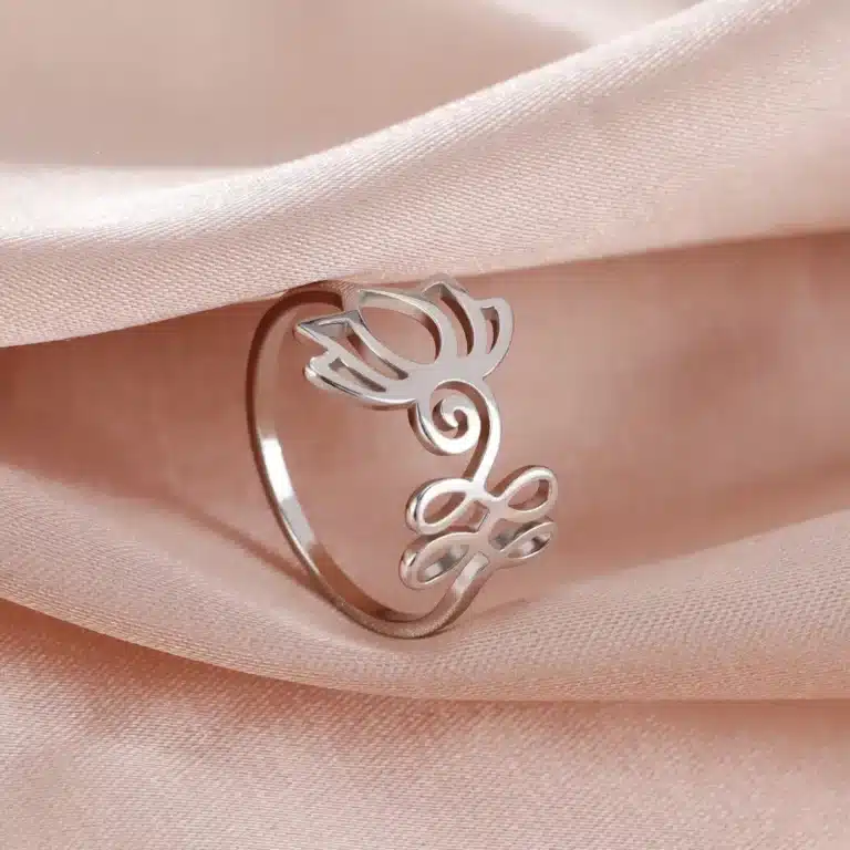 Bague fleur de Lotus Unalome Taille 56 ref argent