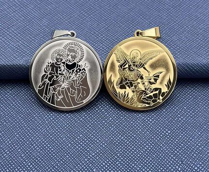 Collier pendentif protection Archange Michael st Michel et st Joseph ref or