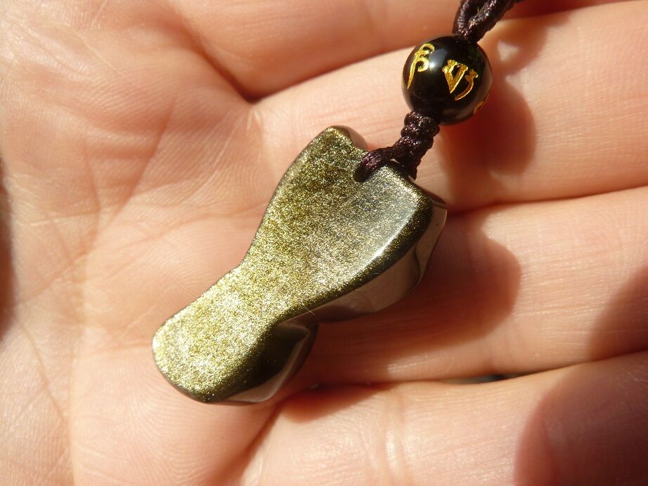 Pendentif Renard Obsidienne dorée