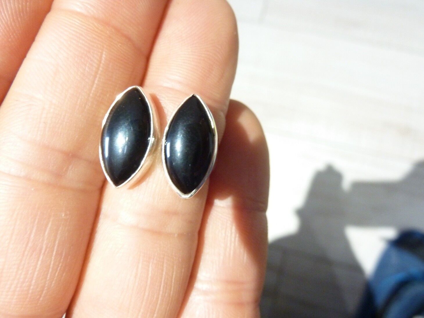 BAGUE EN ONYX NOIR MONTURE ARGENT 925 TAILLE 51 3/4 REF 9796