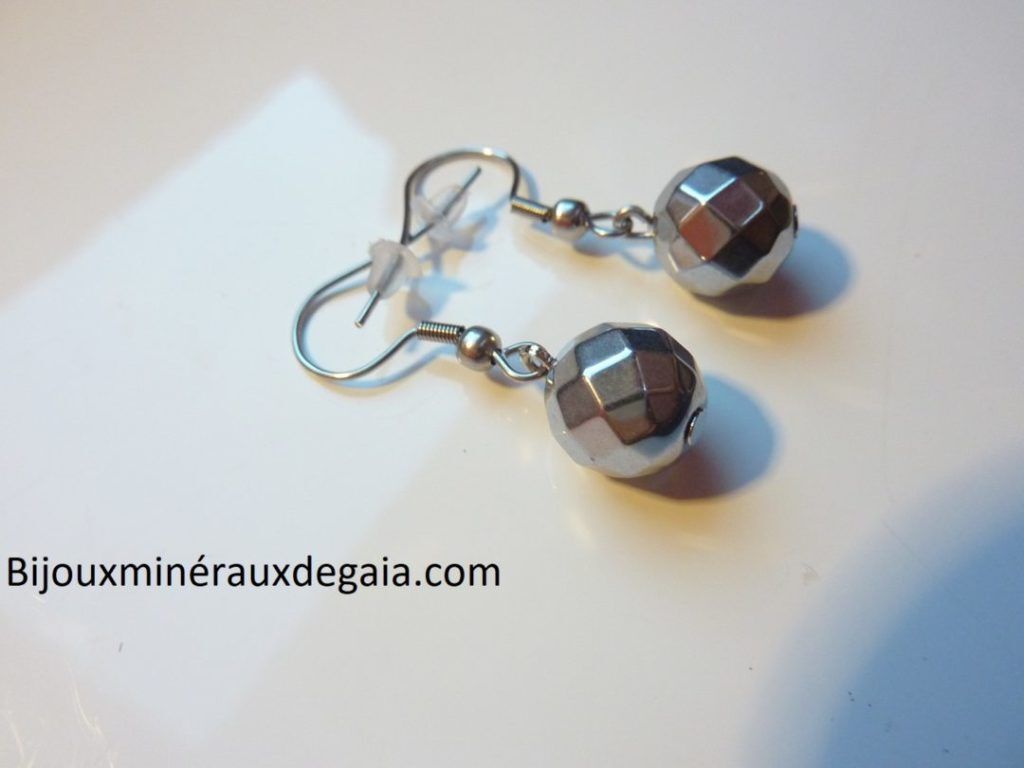 Boucles d'oreilles Hématite - Perles rondes 10 mm
