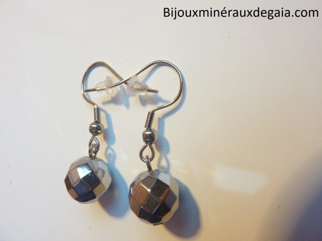 Boucles d'oreilles Hématite - Perles rondes 10 mm