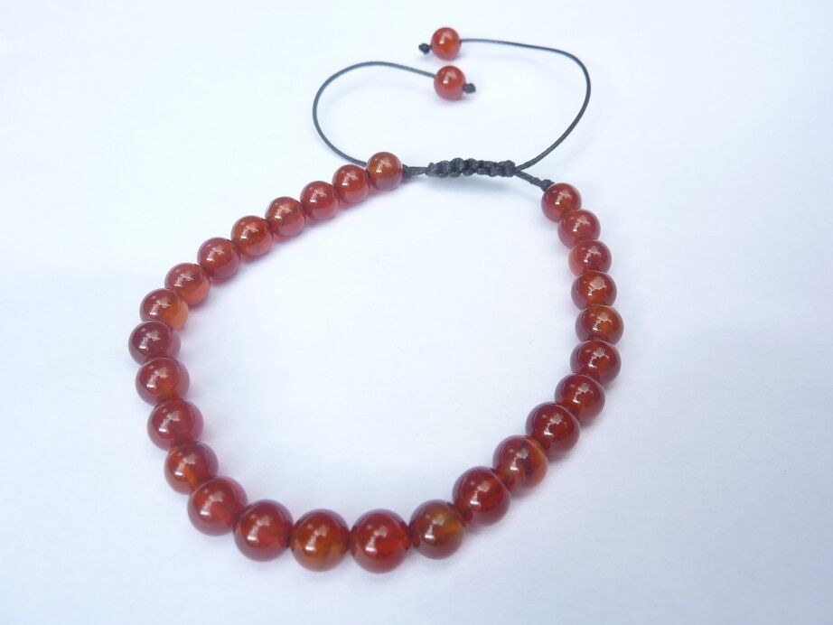 Bracelet cornaline réglable perles rondes 6 mm