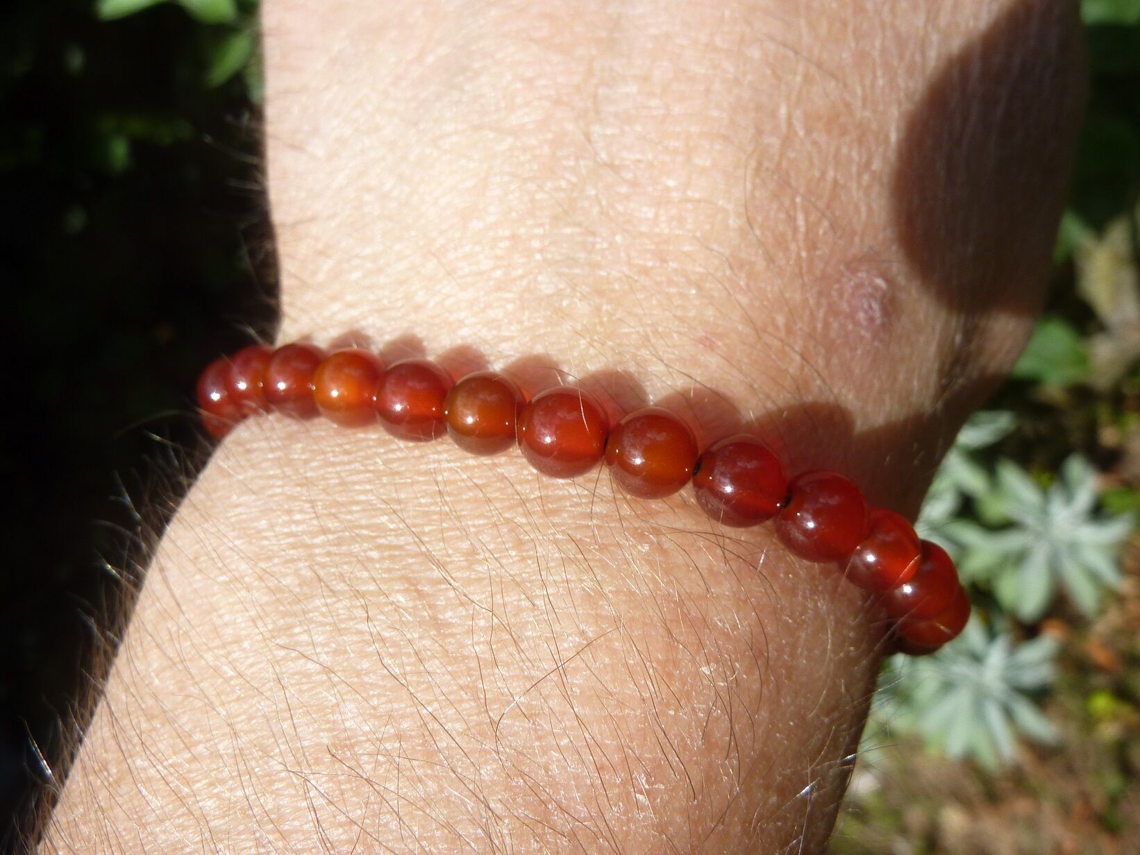 Bracelet cornaline réglable perles rondes 6 mm