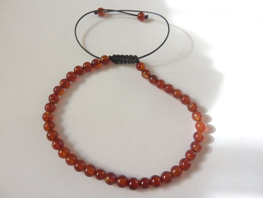 Bracelet cornaline réglable perles rondes 4 mm