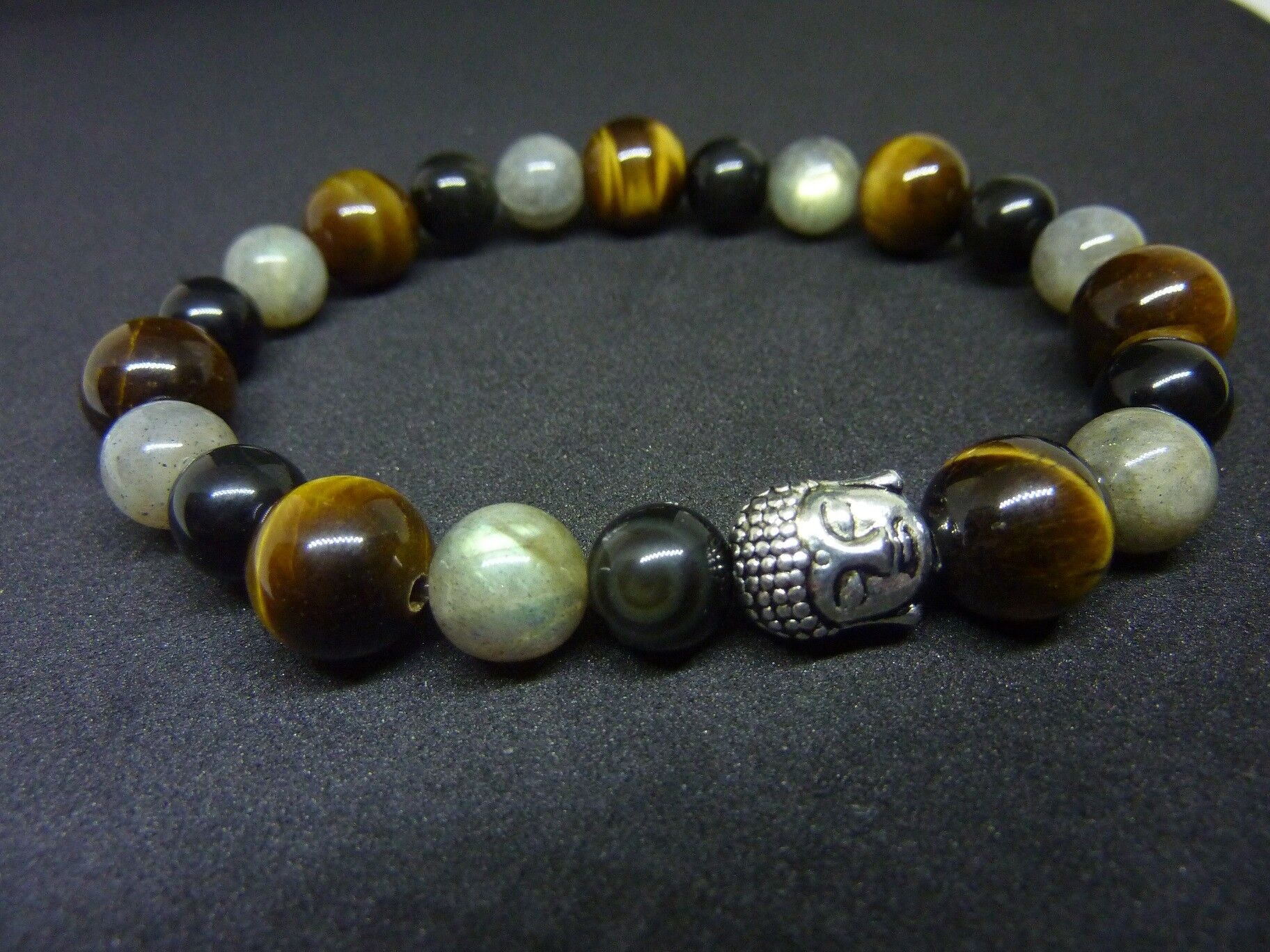 BRACELET PROTECTION BOUDDHA OEIL DE TIGRE LABRADORITE OBSIDIENNE OEIL CELESTE – Image 10