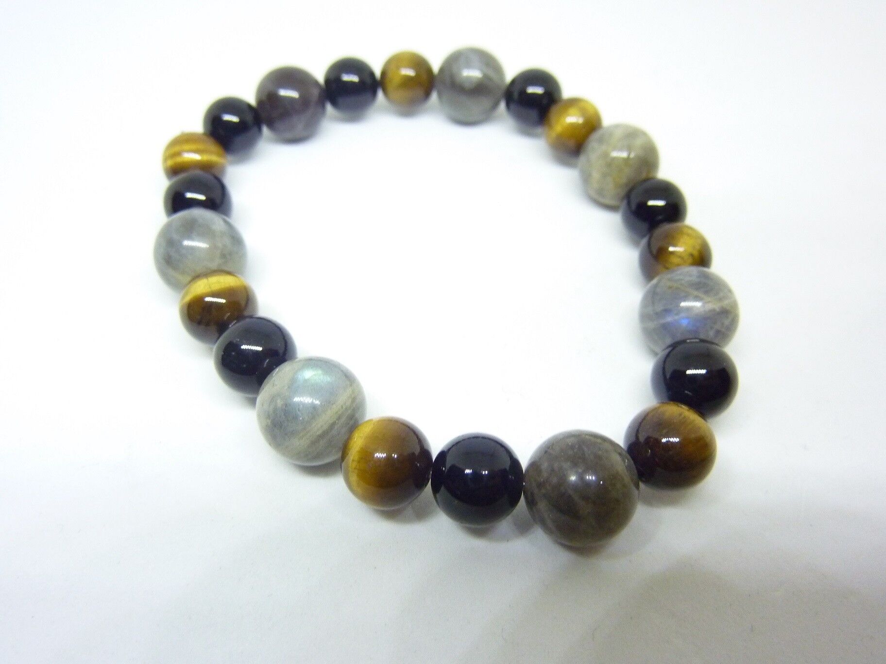 Bracelet protection extreme Oeil de tigre-Labradorite-tourmaline noire – Image 3