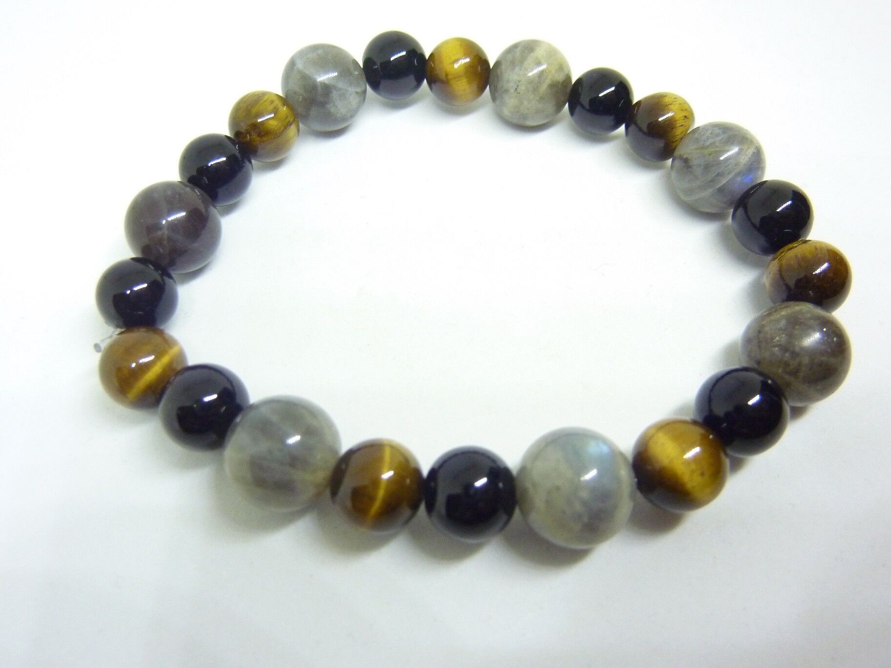 Bracelet protection extreme Oeil de tigre-Labradorite-tourmaline noire – Image 2
