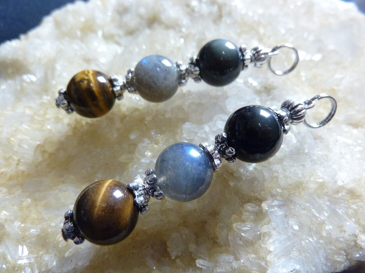 Pendentif oeil de tigre-labradorite-obsidienne oeil céleste – Image 3