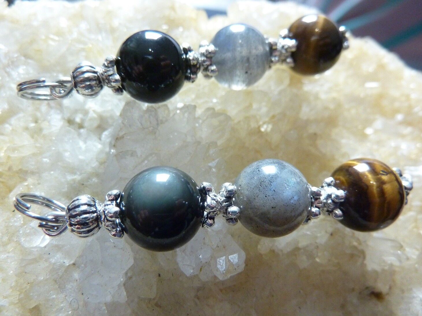 Pendentif oeil de tigre-labradorite-obsidienne oeil céleste – Image 2