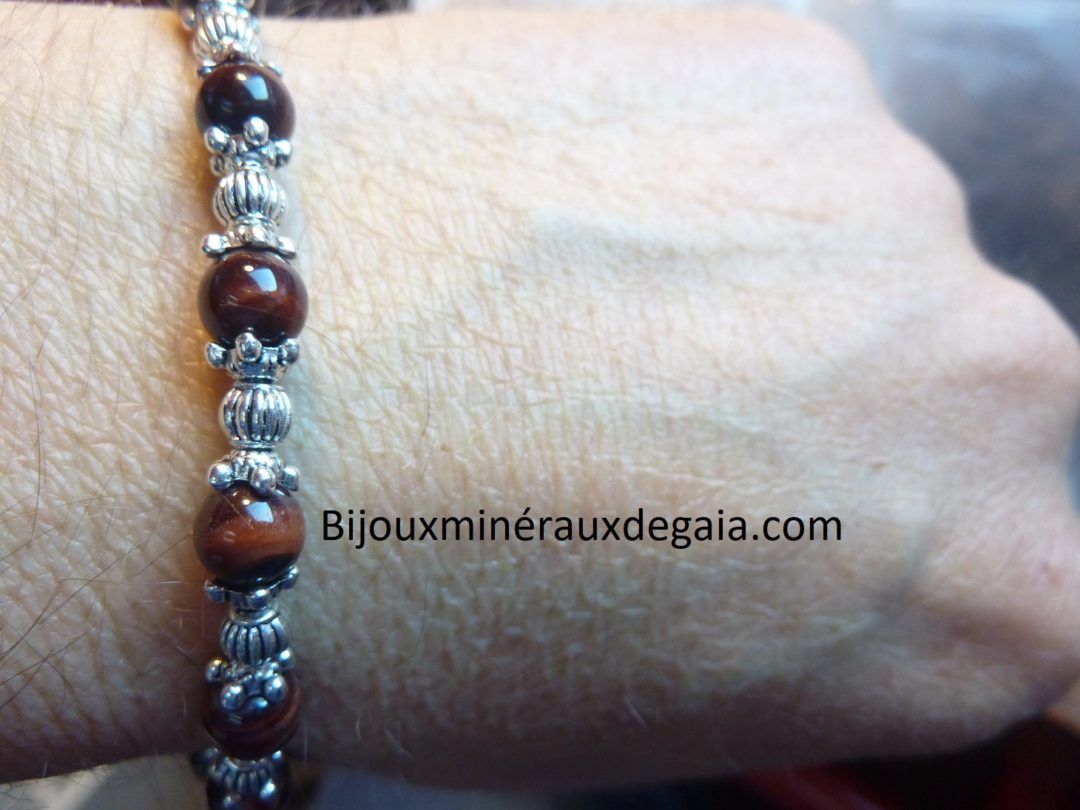 Bracelet Oeil de taureau : perles rondes 6 mm