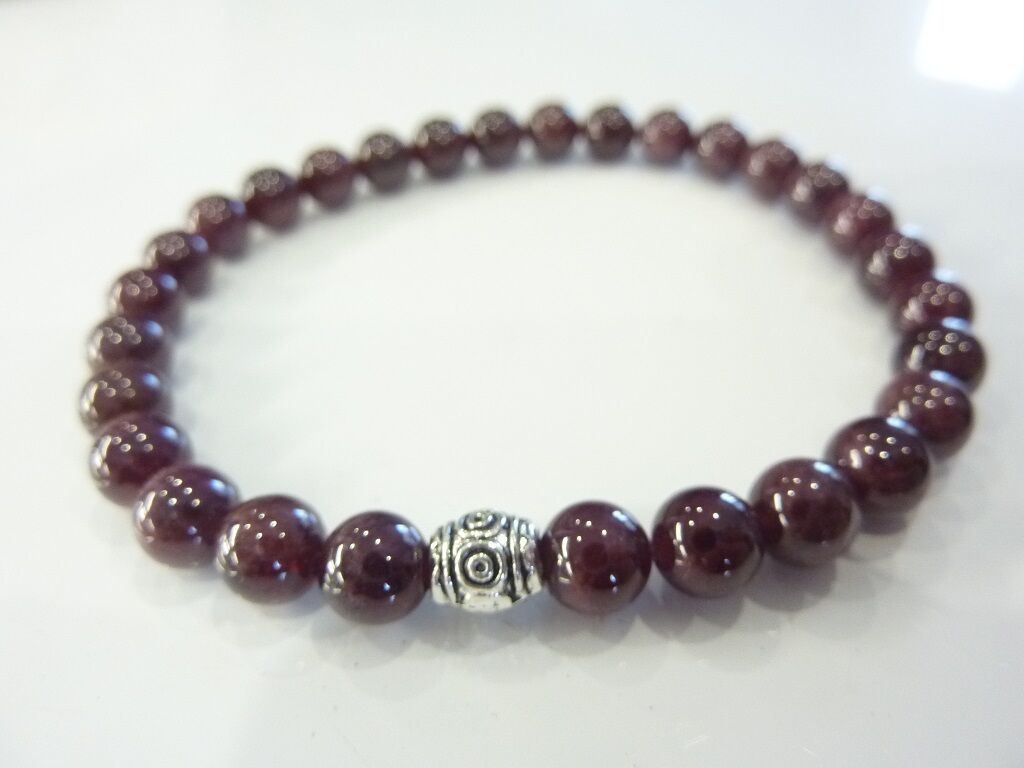 Bracelet grenat almandin perles rondes 6 mm