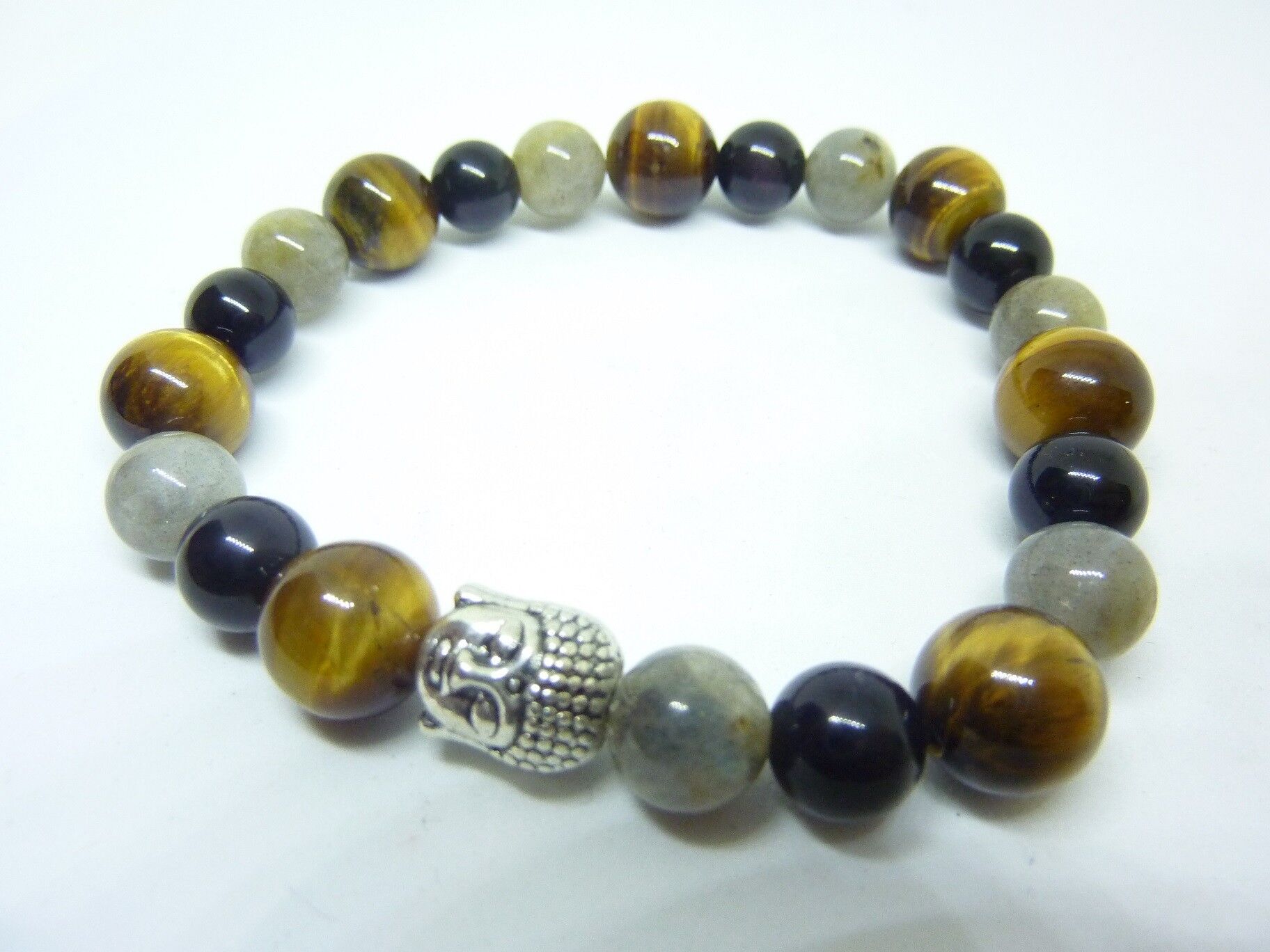 BRACELET PROTECTION BOUDDHA OEIL DE TIGRE LABRADORITE OBSIDIENNE OEIL CELESTE – Image 2
