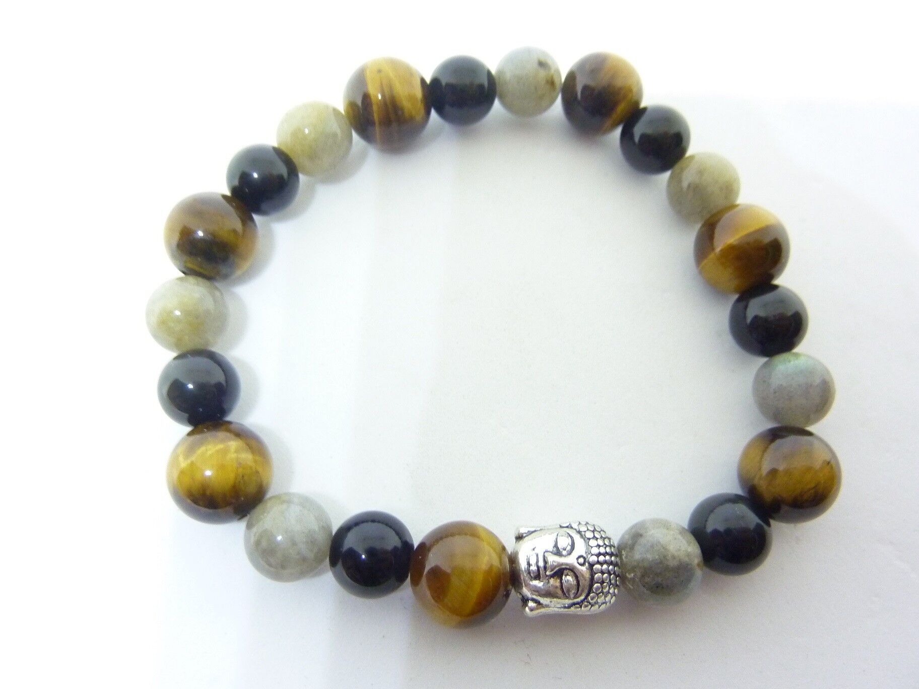 BRACELET PROTECTION BOUDDHA OEIL DE TIGRE LABRADORITE OBSIDIENNE OEIL CELESTE – Image 3